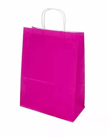 Крафт пакет с крученой ручкой 1сл 32х24х12 УНМ (фуксия)